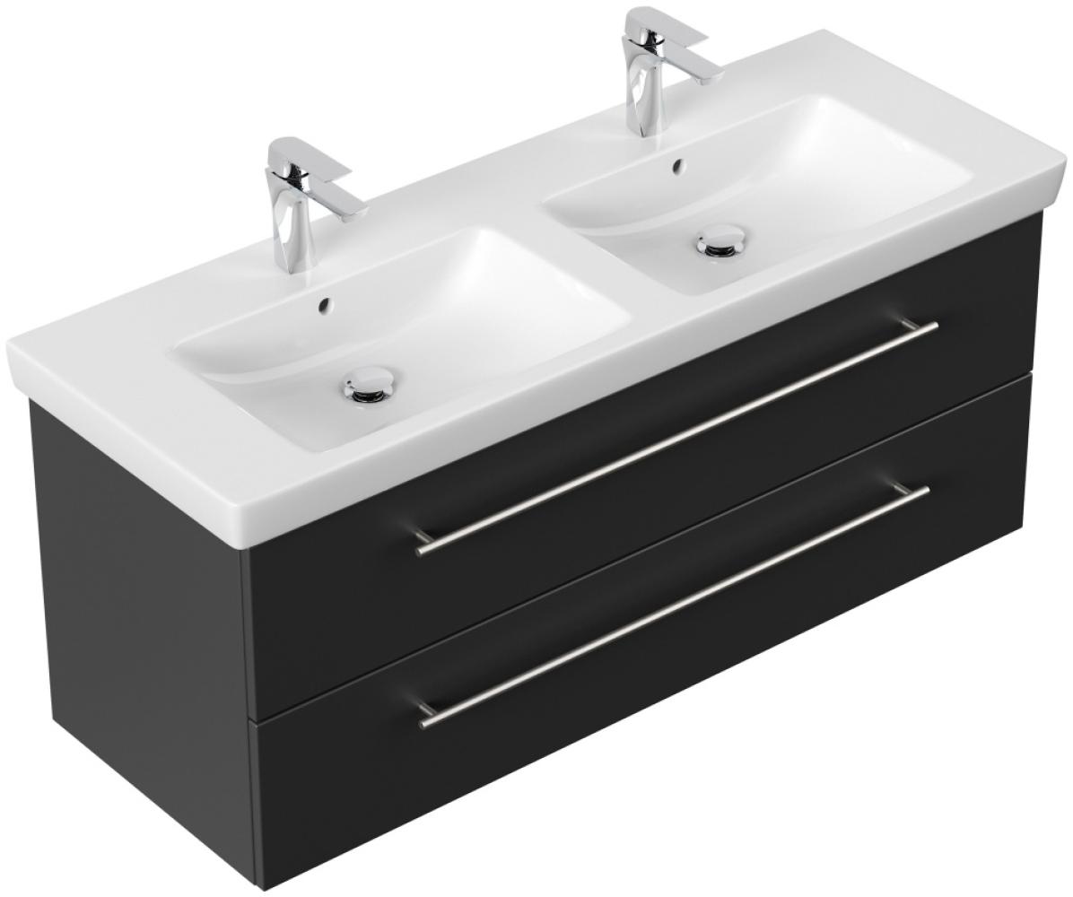 Badmöbel mit Villeroy & Boch Subway 2.0 Waschbecken 130 cm A SoftClose schwarz : Schwarz Bild 1