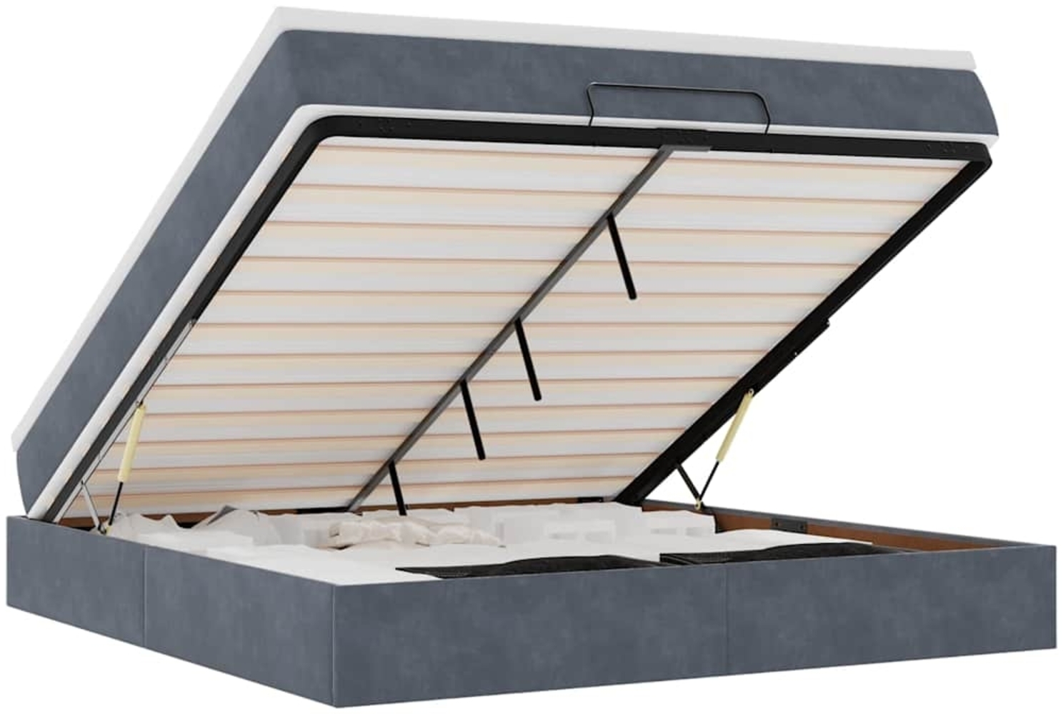 vidaXL Ottoman-Bett mit Matratze Dunkelgrau 180x200 cm Samt 3311202 Bild 1
