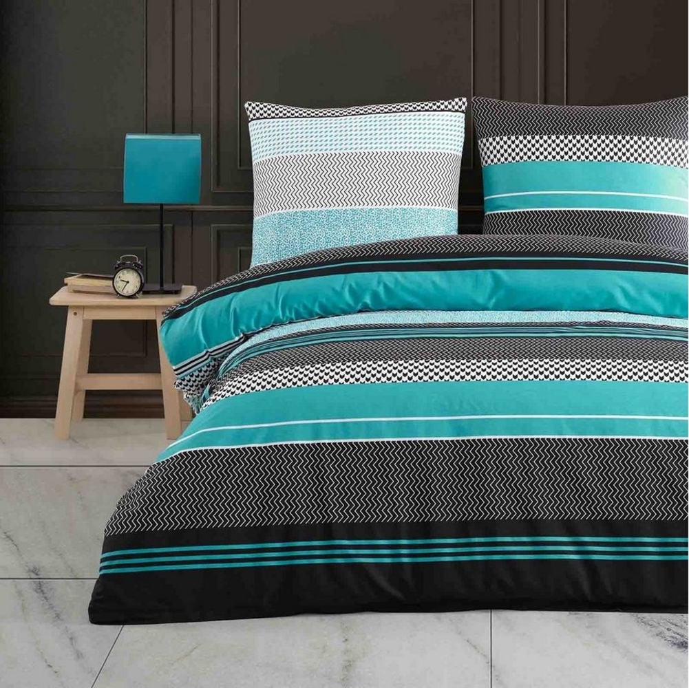 Buymax Bettwäsche, Renforcé, 2 teilig, Bettbezug-Set 155x220 cm 100% Baumwolle mit Reißverschluss, Streifen Bild 1