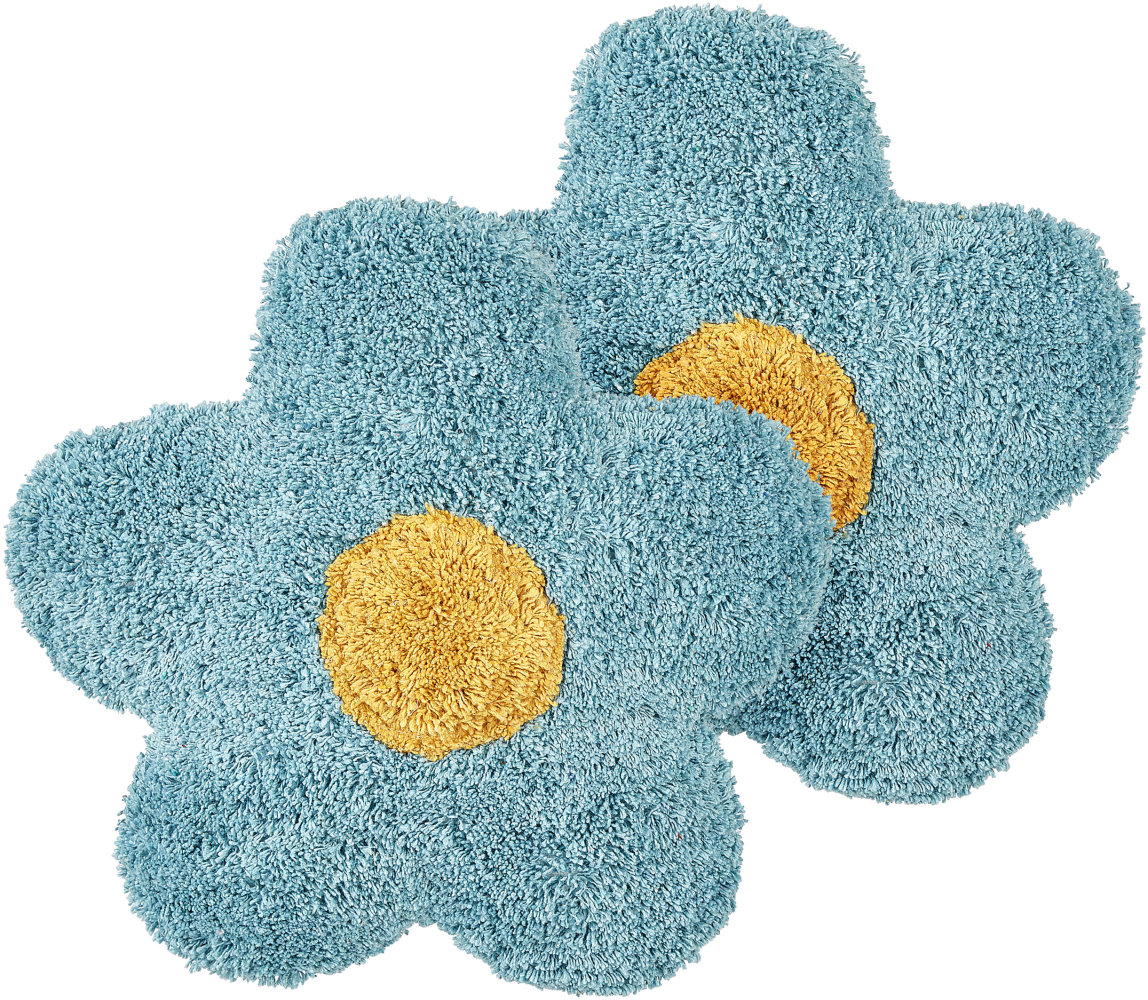 Kissen 2er Set SORREL Baumwolle 30 x 30 cm Blumenmuster Blau Bild 1