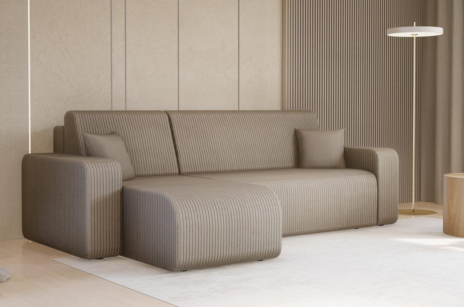 Compleo Ecksofa mit Schlaffunktion und Bettkasten JOLI Cordstoff, Breite: 244 cm, Modern Wohnzimmer Bild 1