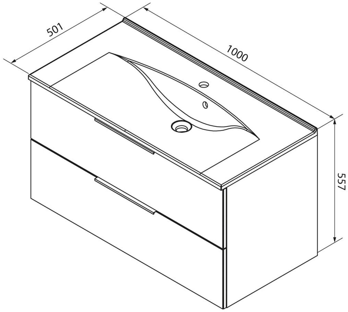 Fackelmann B.BRILLANT Badmöbel Set 2-teilig, 100 cm breit, Weiß Glas/Braun hell, Gussmarmor Bild 1