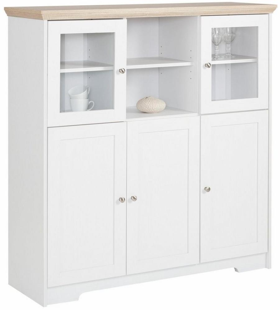 Home affaire Highboard Nanna, Vitrine in Eichen-Optik, Breite 118 cm Bild 1