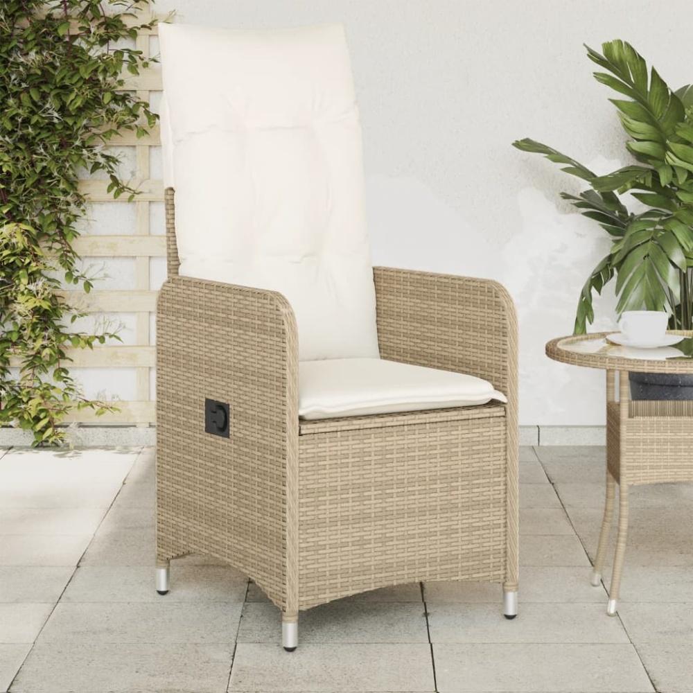 vidaXL Gartensessel mit Kissen Verstellbar Beige Poly Rattan 365683 Bild 1