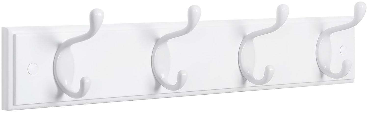 Songmics Hakenleiste mit 4 Kleiderhaken, MDF weiß, 9 x 40 x 7 cm Bild 1