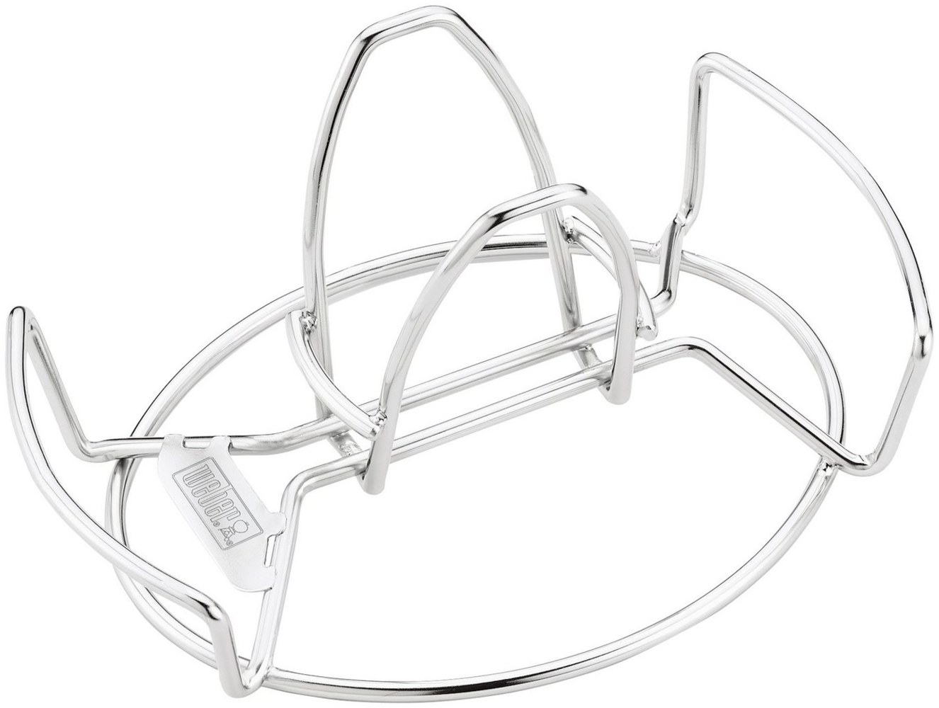 Weber Geflügelhalter aus Edelstahl, mit praktischen Griffen, Halterung für Dose / Gefäss für Flüssigkeiten für knusprige, gleichmäßig gegarte & saftige Hähnchen, spühlmaschinenfest - Silber (6482) Bild 1