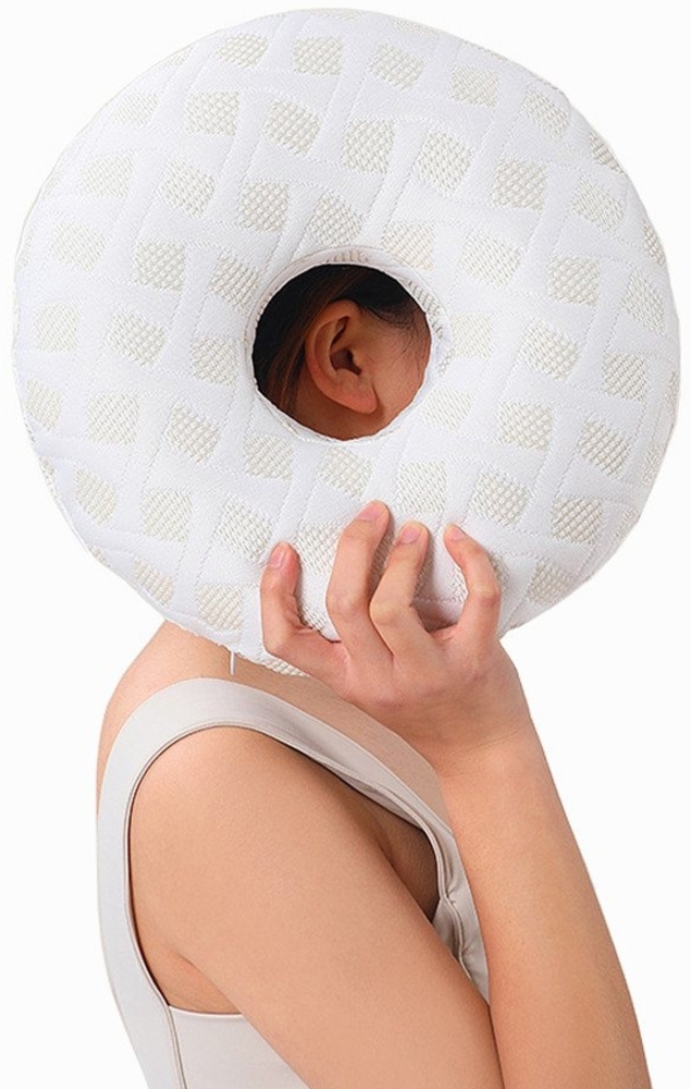 Coonoor Microfaserkissen Piercing Ohrloch-Kissen, Donut Kissen Piercing mit Ohrloch, Seitenschläferkissen, Kissen Seitenschläfer Bild 1