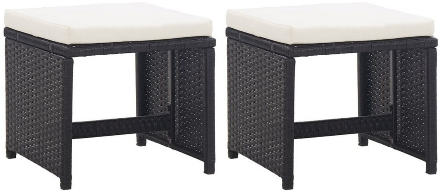 vidaXL Gartenhocker 2 Stk. mit Sitzkissen Poly Rattan Schwarz 46416 Bild 1