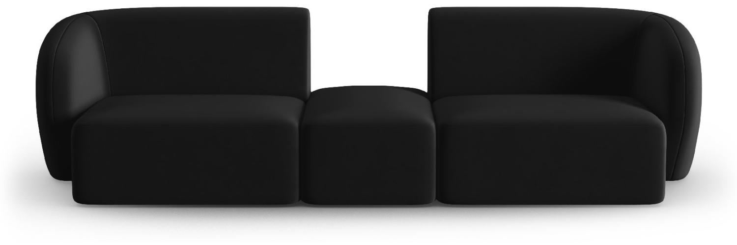 Micadoni Modulares Sofa Shane 2-Sitzer Mitte offen Samtstoff Schwarz Bild 1