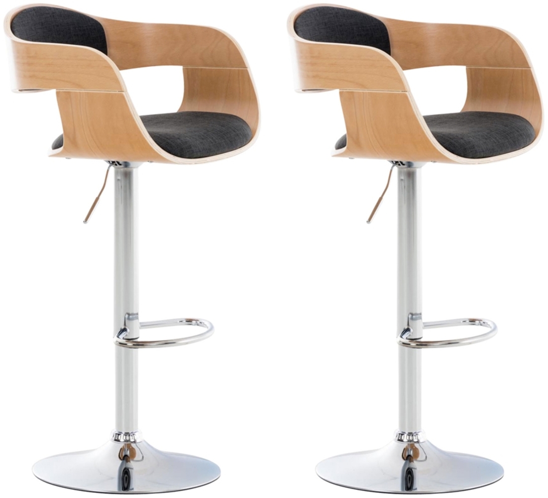 CLP 2er Set Barhocker Kingston Stoff drehbar mit Höhenverstellung,natura/dunkelgrau Bild 1