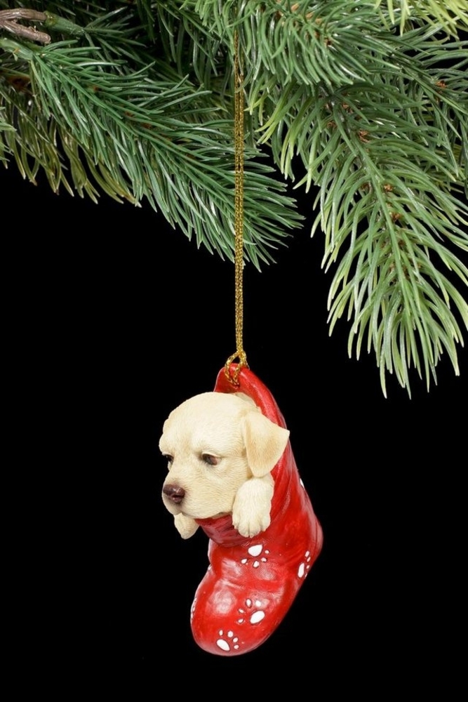 Figuren Shop GmbH Christbaumschmuck Christbaumschmuck Hund - Labrador im Strumpf - Weihnachtsbaum Deko (1-tlg) Bild 1