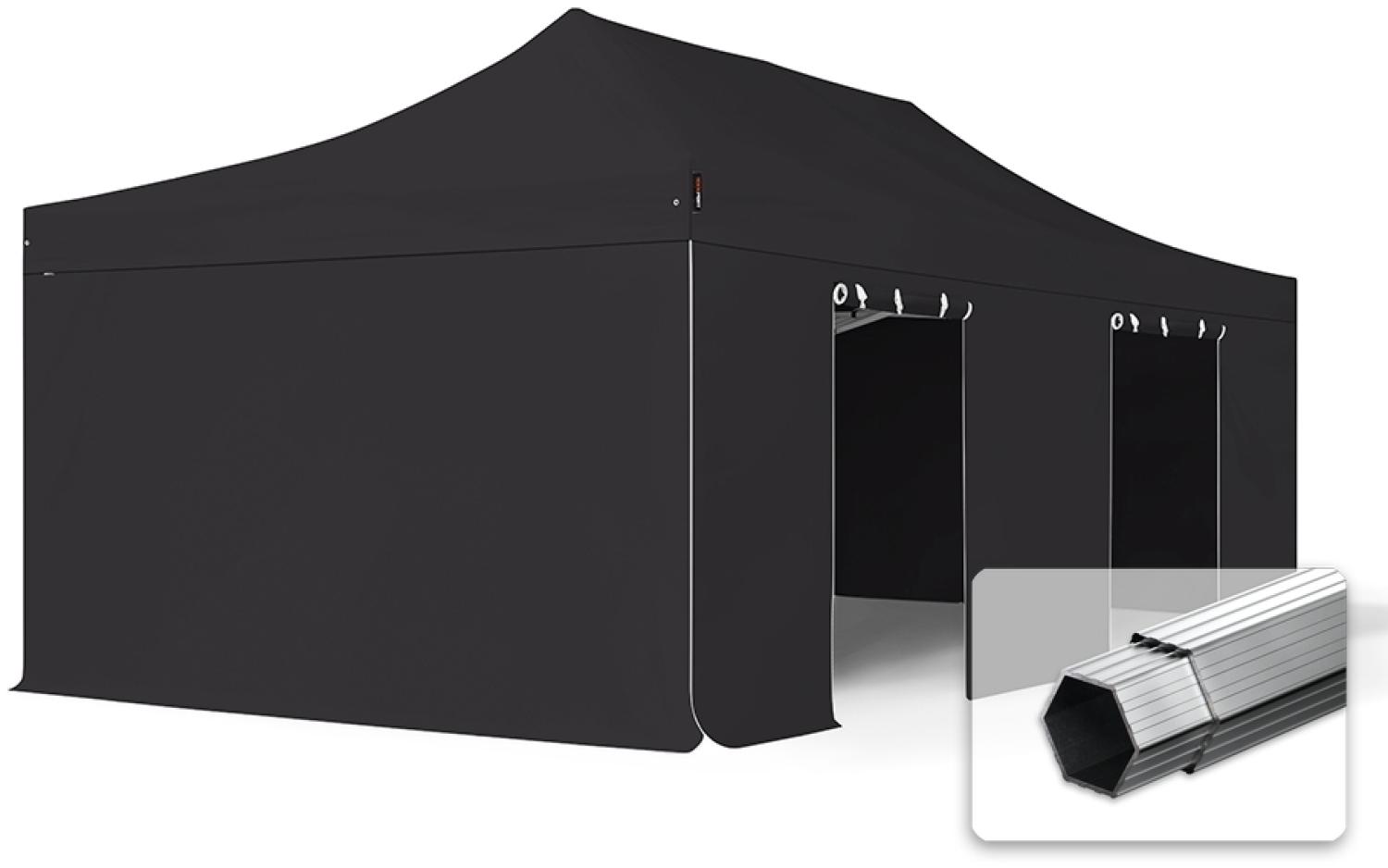 4x8 m Faltpavillon, PROFESSIONAL Alu 50mm, feuersicher, Seitenteile ohne Fenster, schwarz Bild 1