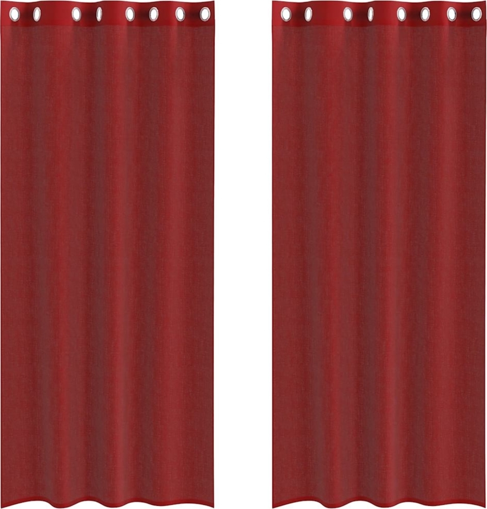 vidaXL Voile Vorhänge mit Ösen 2 Stk. Weinrot 4102157 Bild 1