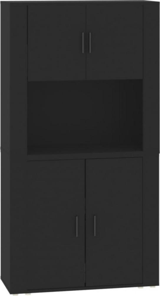 Highboard Schwarz Holzwerkstoff (Farbe: Schwarz) Bild 1