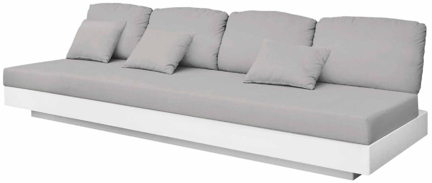 Casa Padrino Luxus 4er Gartensofa Grau / Matt Weiß 280 x 90 x H. 70 cm - Wetterbeständiges Garten Terrassen Sofa - Hotel Möbel - Luxus Qualität Bild 1