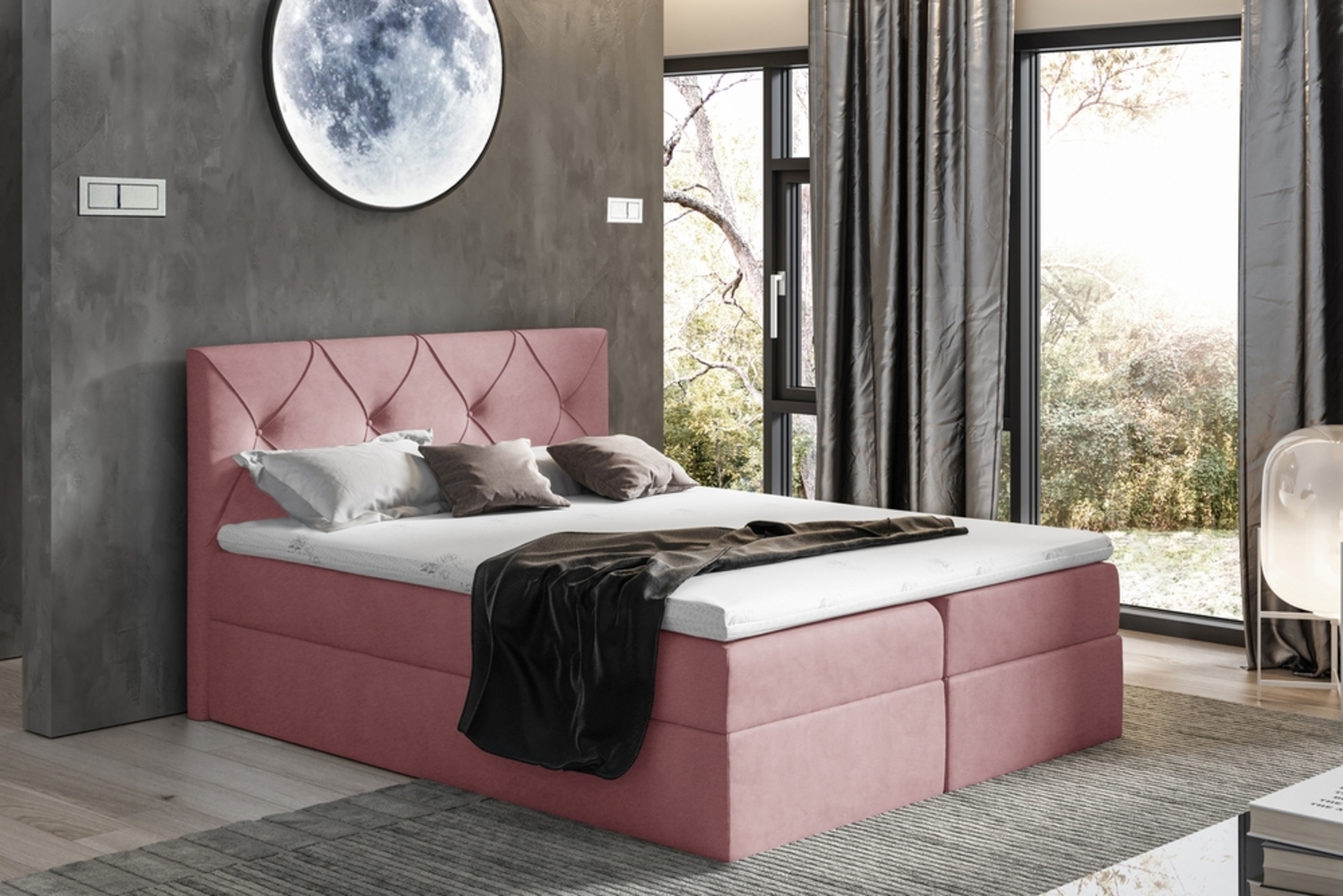 99rooms Arian Boxspringbett Velours 120x200 cm Lila Bild 1