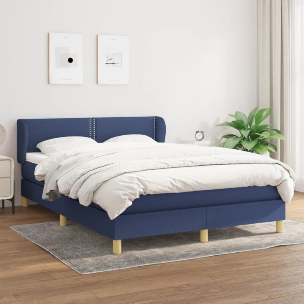 vidaXL Boxspringbett mit Matratze Blau 140x200 cm Stoff 3126731 Bild 1