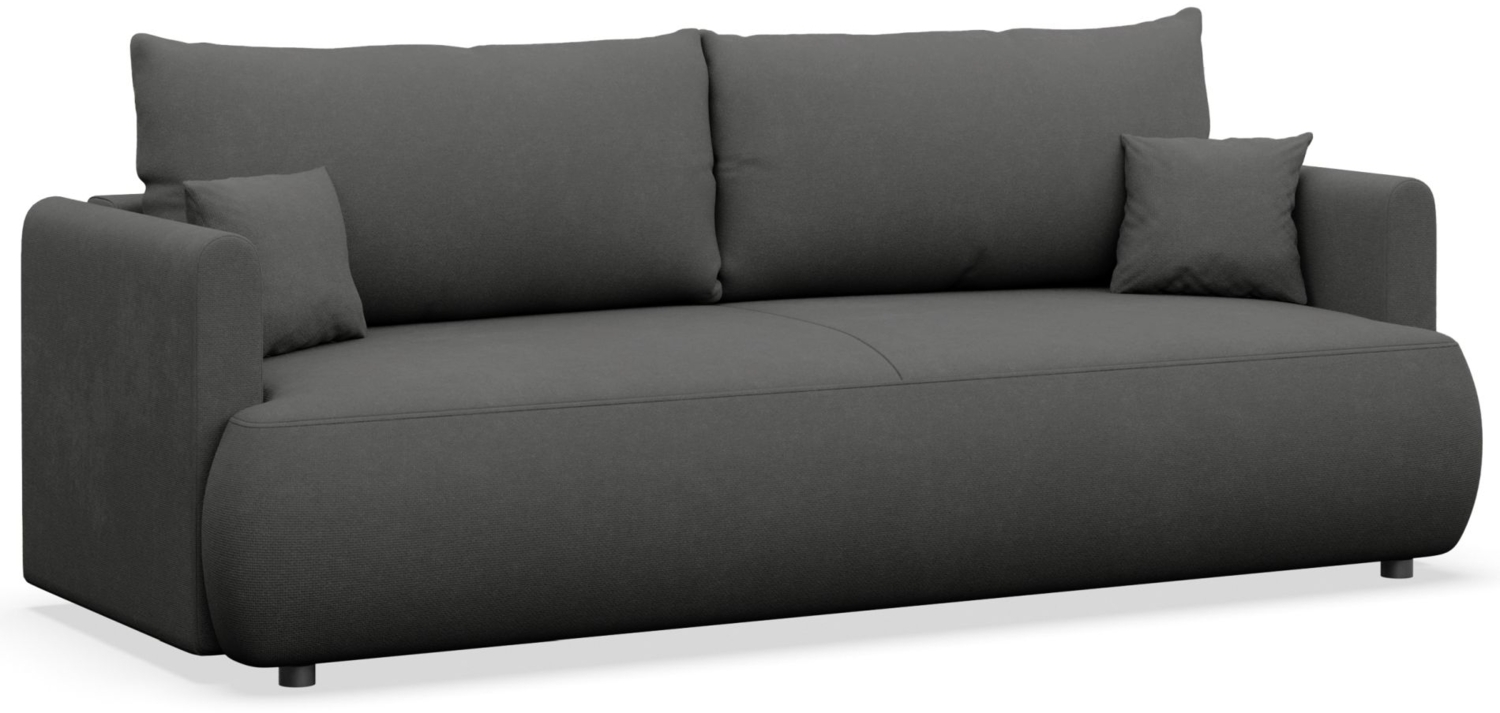 Selsey 'Ovo Mini' 3-Sitzer Schlafsofa mit Bettkasten, Chenille Easy-Clean, dunkelgrau Bild 1