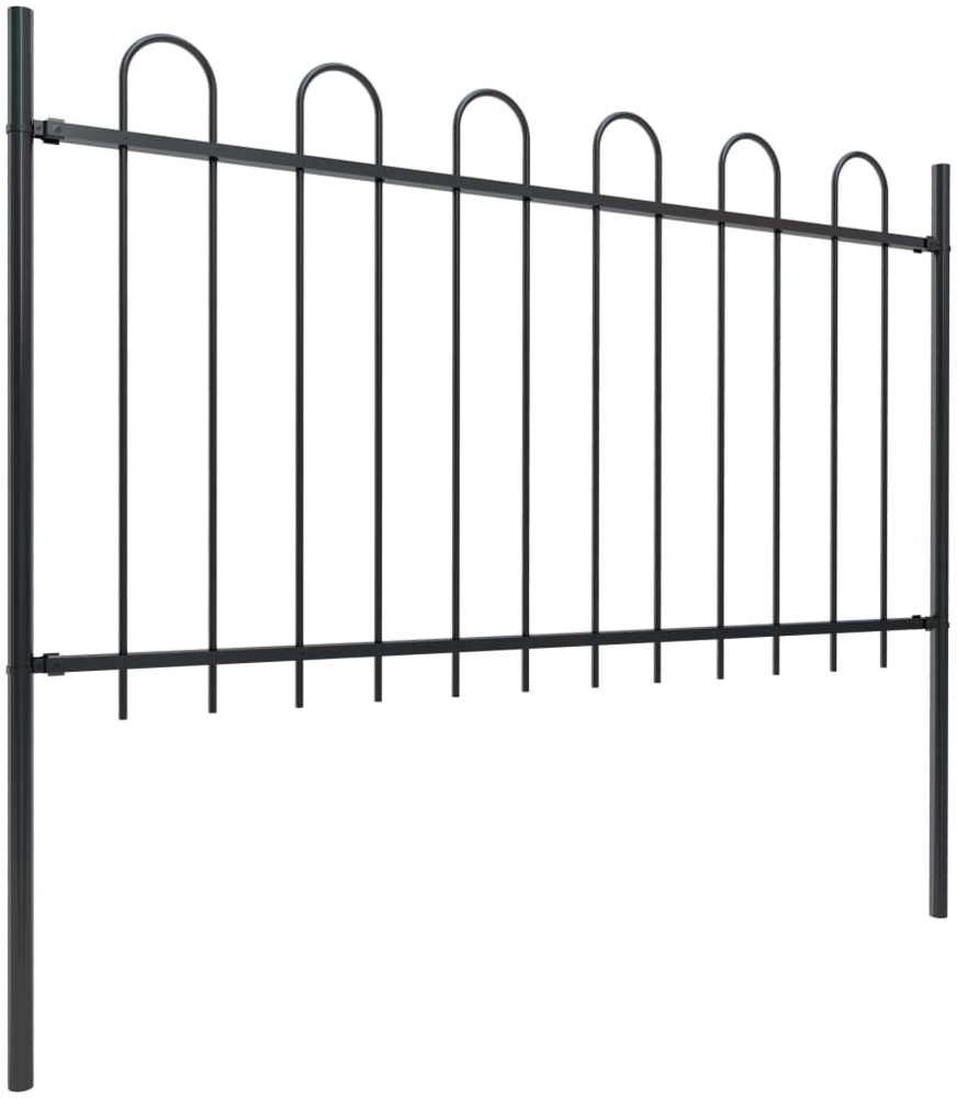 vidaXL Gartenzaun mit Rundbogen Stahl 1781,5 x 100 cm Schwarz 277665 Bild 1