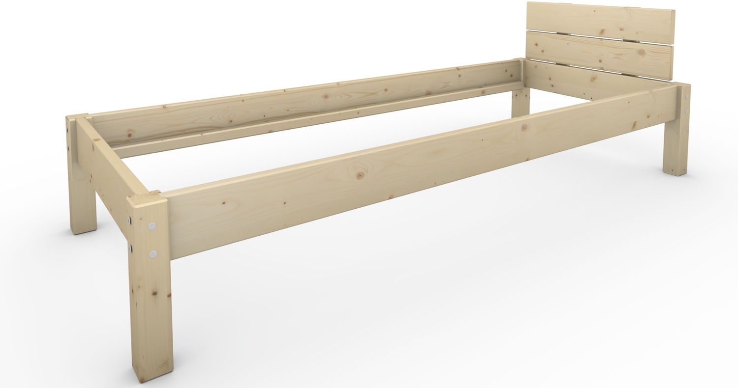 Pfostenbett Massivholzbett (Fichte) "Daybett" 80 x 210 cm 38 cm Holzbett 300kg Bild 1