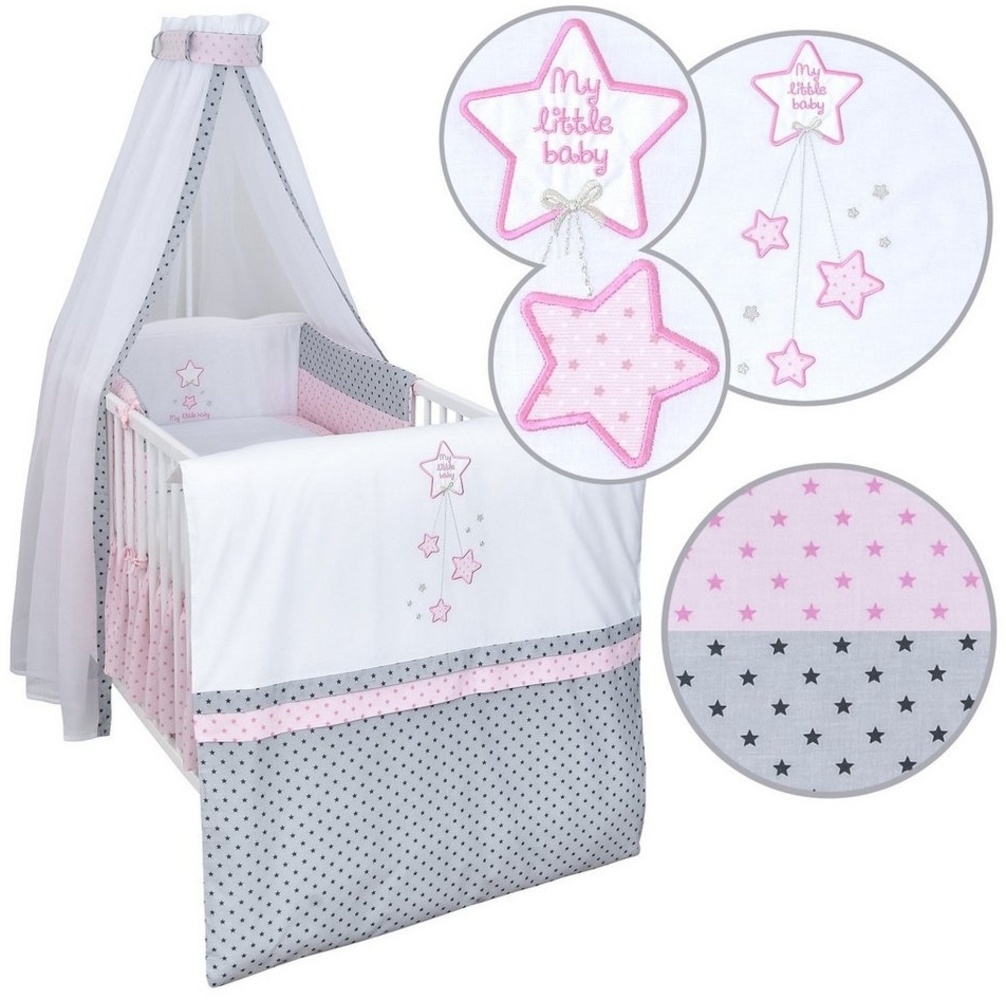 Baby-Delux Babybettwäsche Baby Bettwäsche Set 4-Tlg. Nestchen Chiffonhimmel, Baumwolle, 4 teilig, Bettset für Babybetten 140x70 & 120x60 verschiedene Designs Bild 1