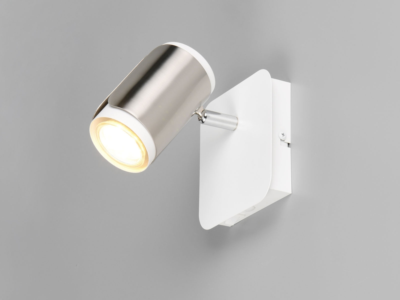 Wandstrahler GILLAN Metall Weiß / Silber mit Schalter, Breite 12cm Bild 1