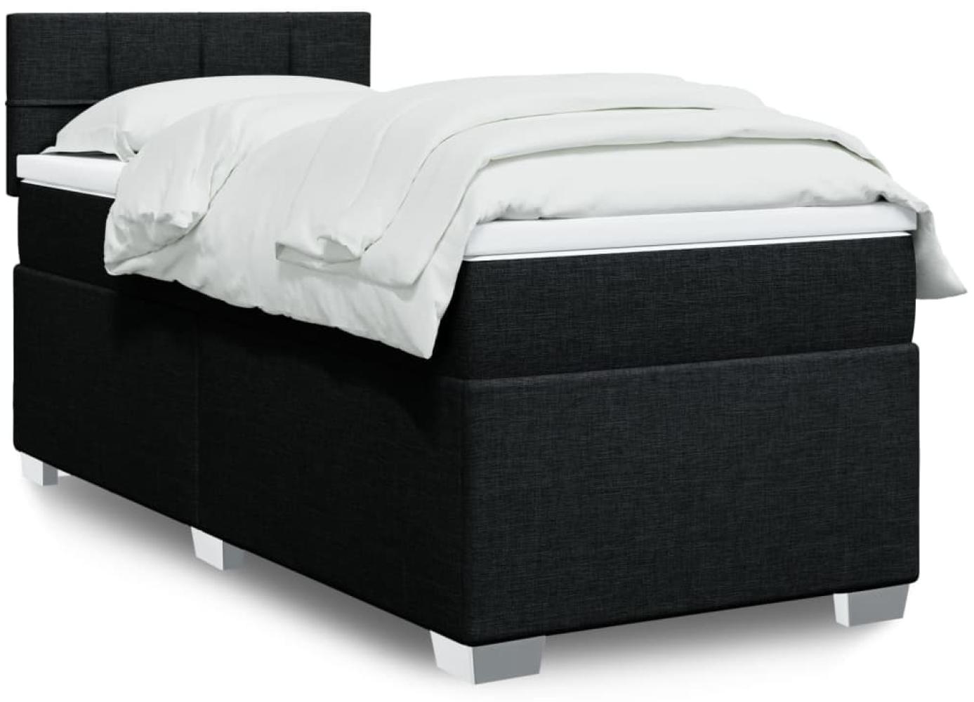 Boxspringbett mit Matratze, Stoff, Viereckige, grauer Fuß, Schwarz, 100 x 200 cm, true Bild 1