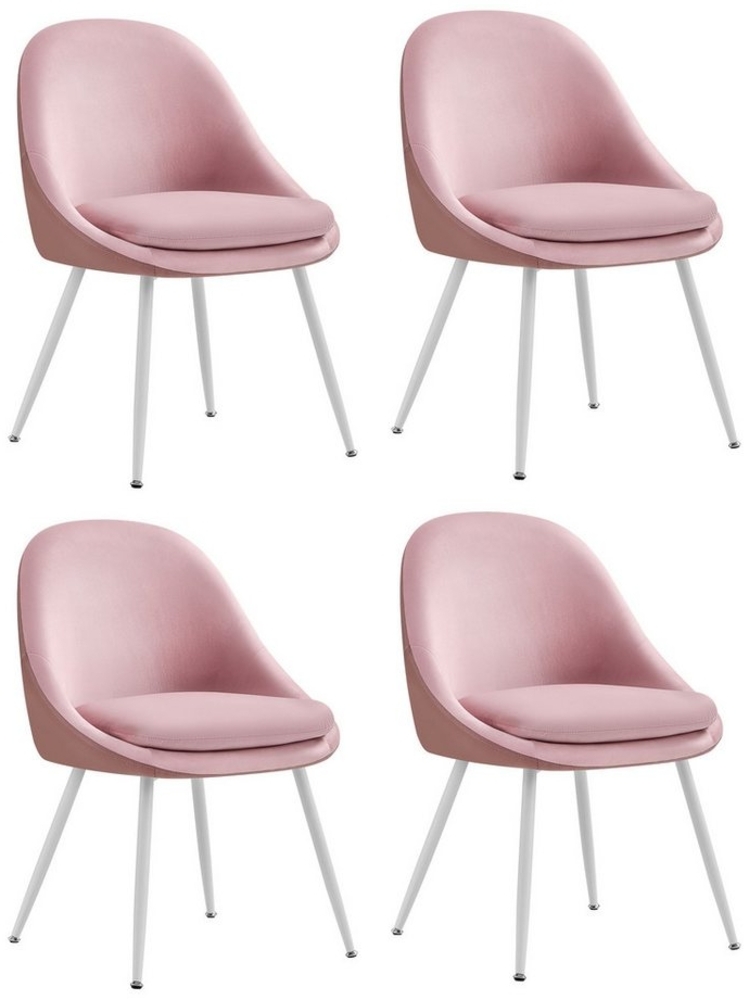 VASAGLE Esszimmerstuhl 4er Set, Küchenstuhl, bis 120 kg belastbar, Kissen mit 5,5 cm dickem Schaumstoff gepolstert, nach außen stehende Beine, für Büro Wohnzimmer, pastellrosa-wolkenweiß KDCDE184R14 Bild 1