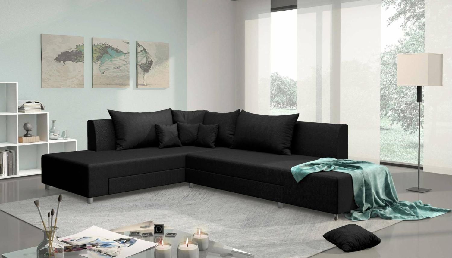 Stylefy Livia Ecksofa Schwarz Strukturstoff Bild 1