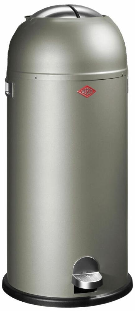 Wesco Mülleimer Kickmaster Maxi, Abfallsammler, Tretabfallsammler, Stahlblech, Neusilber, 40 L, 180731-03 Bild 1