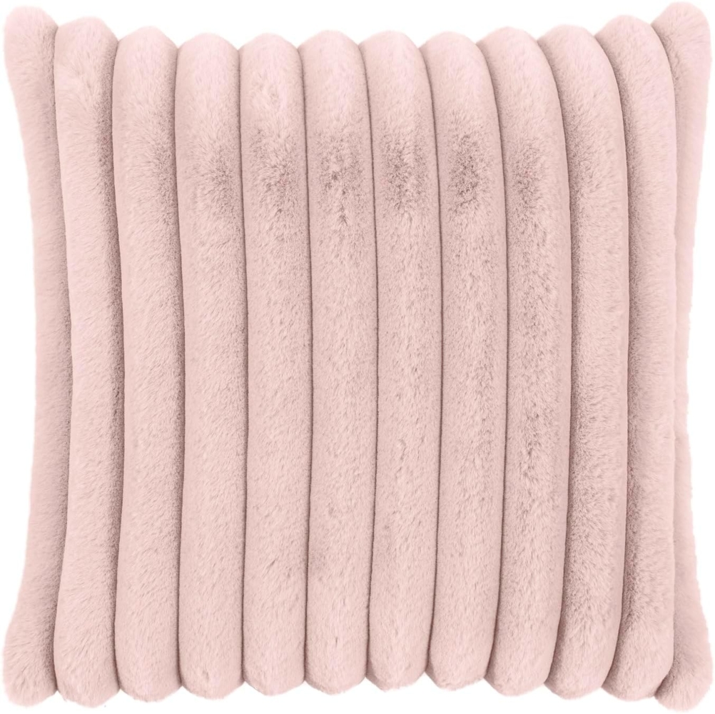 MAGMA Kissenhülle RAYA Fellimitat Streifen Look altrose ca. 45 x 45 cm Bild 1