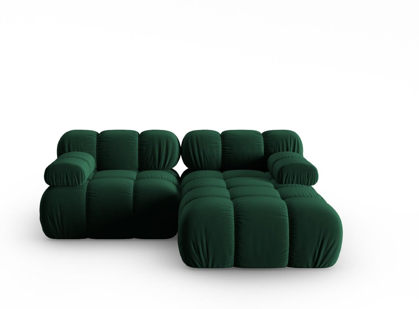 Micadoni Modulares Ecksofa Bellis 3-Sitzer Rechts Samtstoff Flaschengrün Bild 1