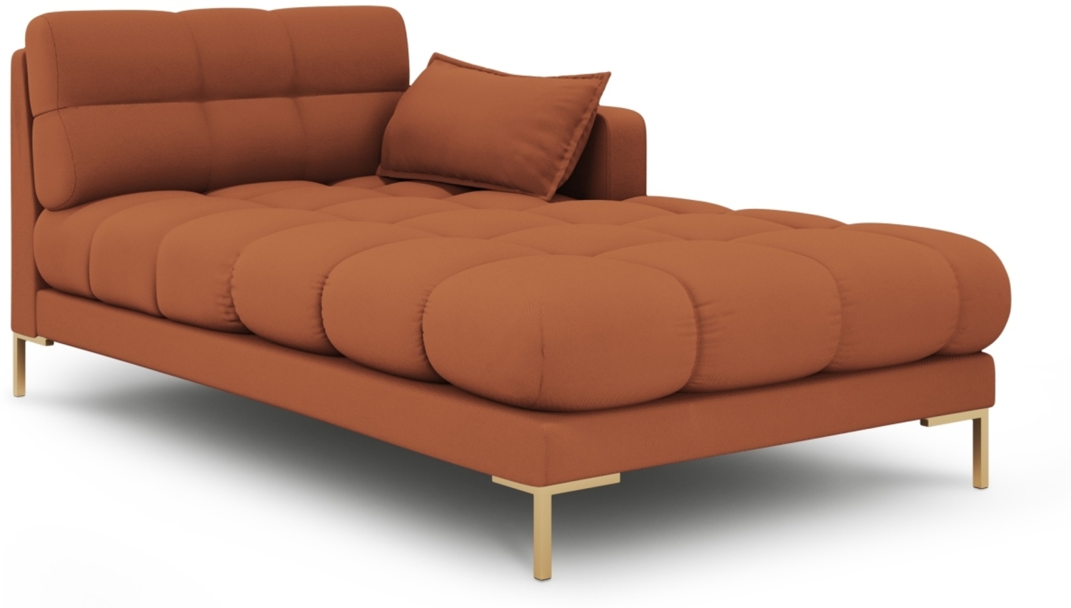 Micadoni Recamiere Mamaia 1-Sitzer Rechts Strukturierter Stoff Ziegel Metall Gold Bild 1