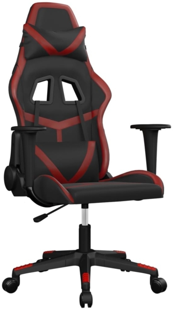 vidaXL Gaming-Stuhl mit Massagefunktion Schwarz und Weinrot Kunstleder 345430 Bild 1