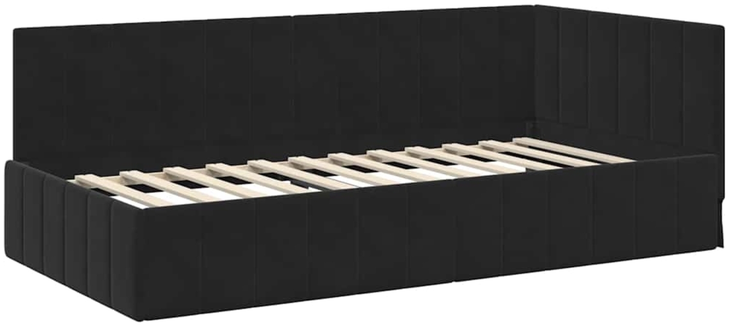 vidaXL Eckbettgestell mit Kopfteil Schwarz 100 cm x 200 cm Stoff 42016322 Bild 1