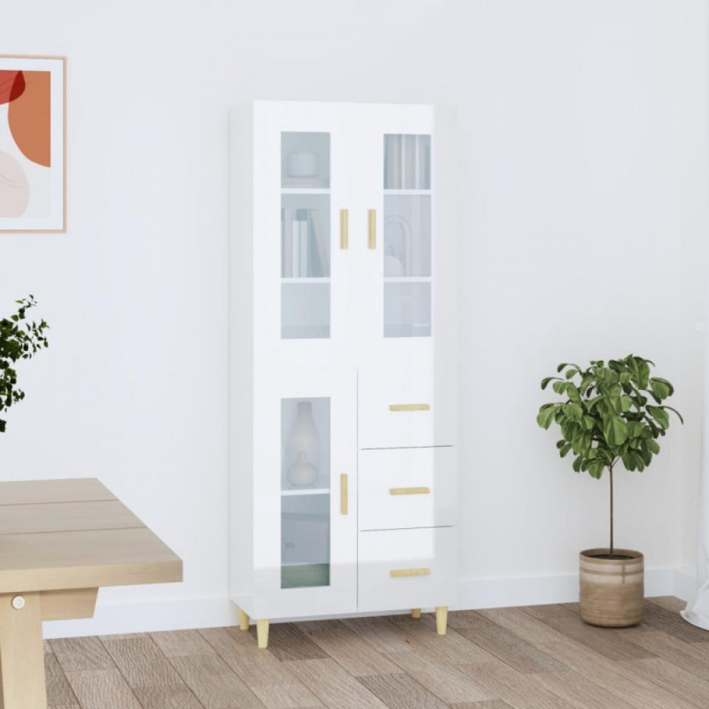 Highboard Hochglanz-Weiß 69,5 x 34 x 180 cm Holzwerkstoff [3114912] Bild 1