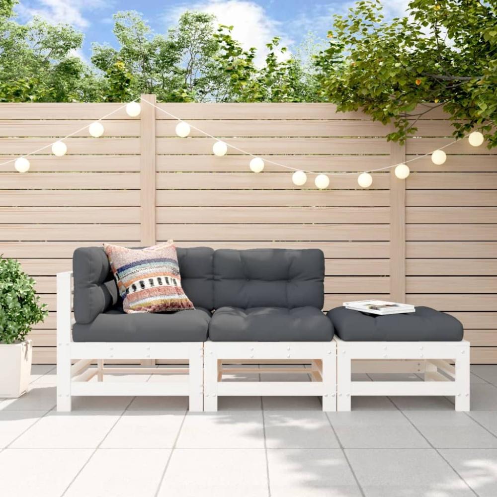 vidaXL 3-tlg. Garten-Lounge-Set Weiß Massivholz Kiefer 825647 Bild 1