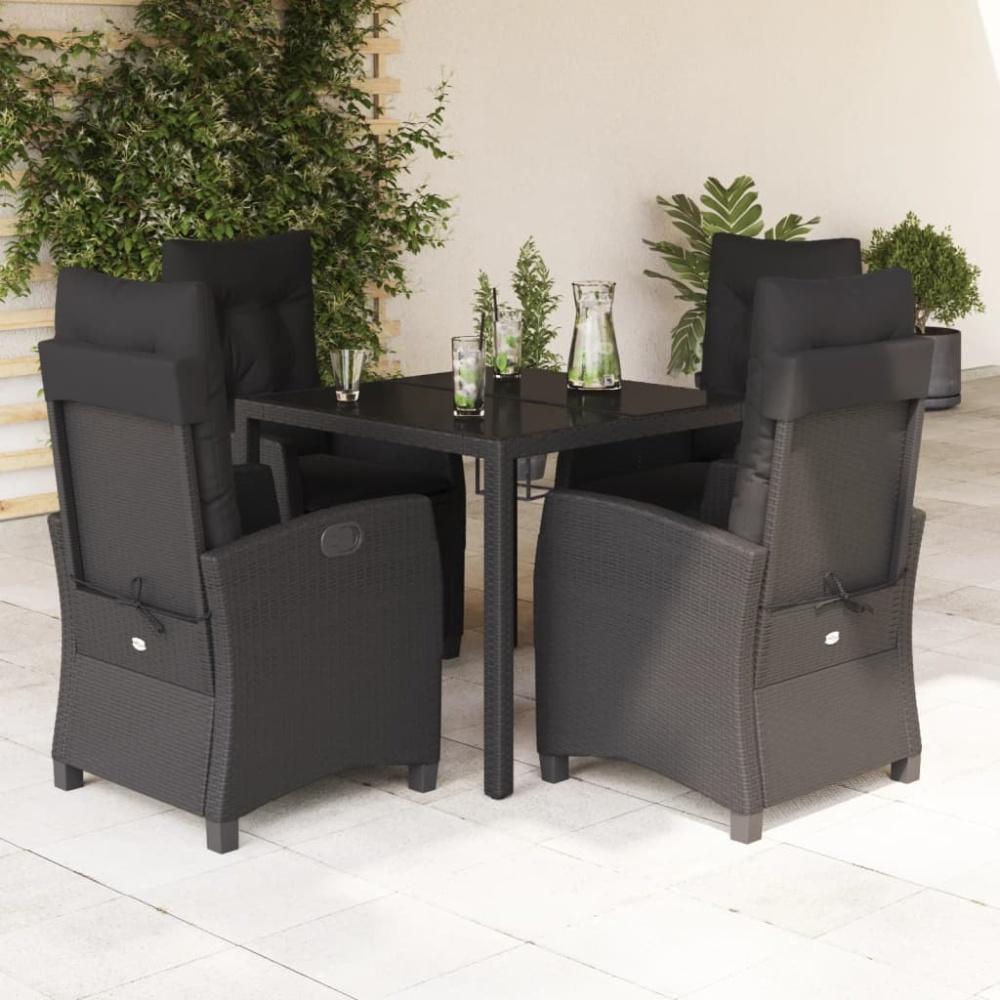 vidaXL 5-tlg. Garten-Essgruppe mit Kissen Schwarz Poly Rattan Bild 1