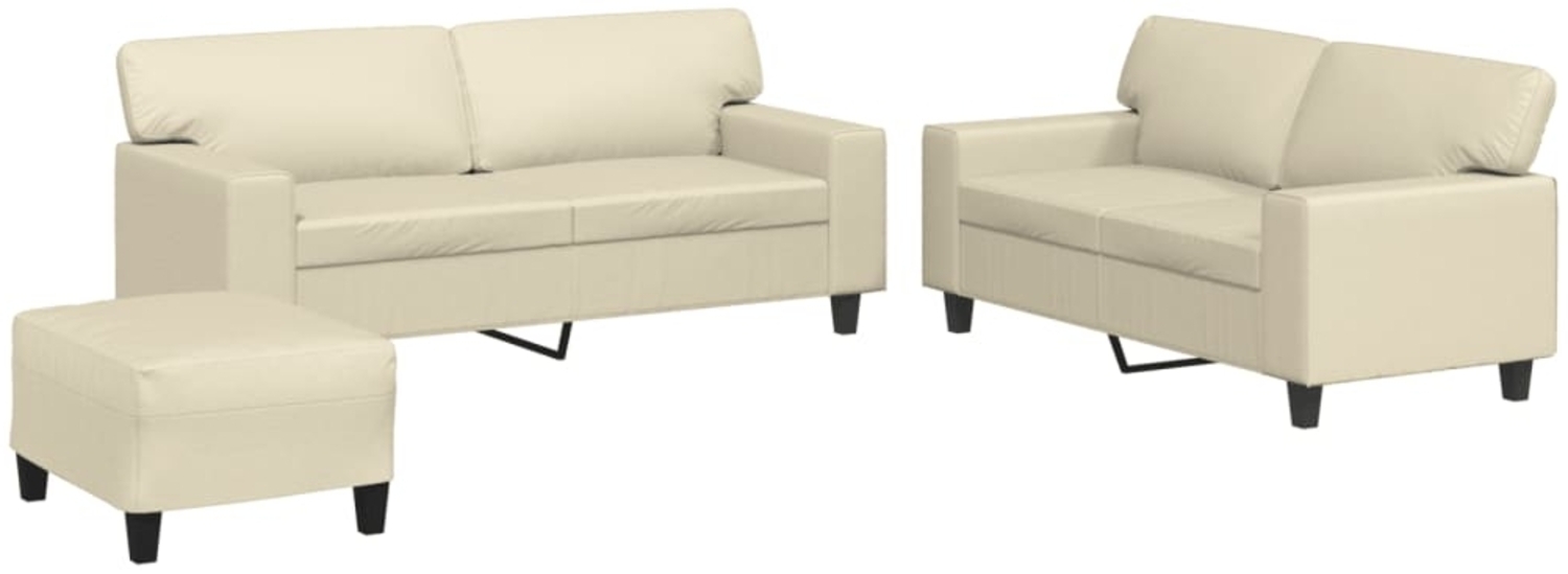 vidaXL 3-tlg. Sofagarnitur Creme Kunstleder 3201920 Bild 1