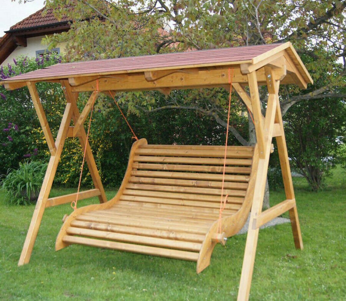 XXL Luxus Holz Hollywoodschaukel Premium Massivholz 242x201x265 -Gartenschaukel Bild 1