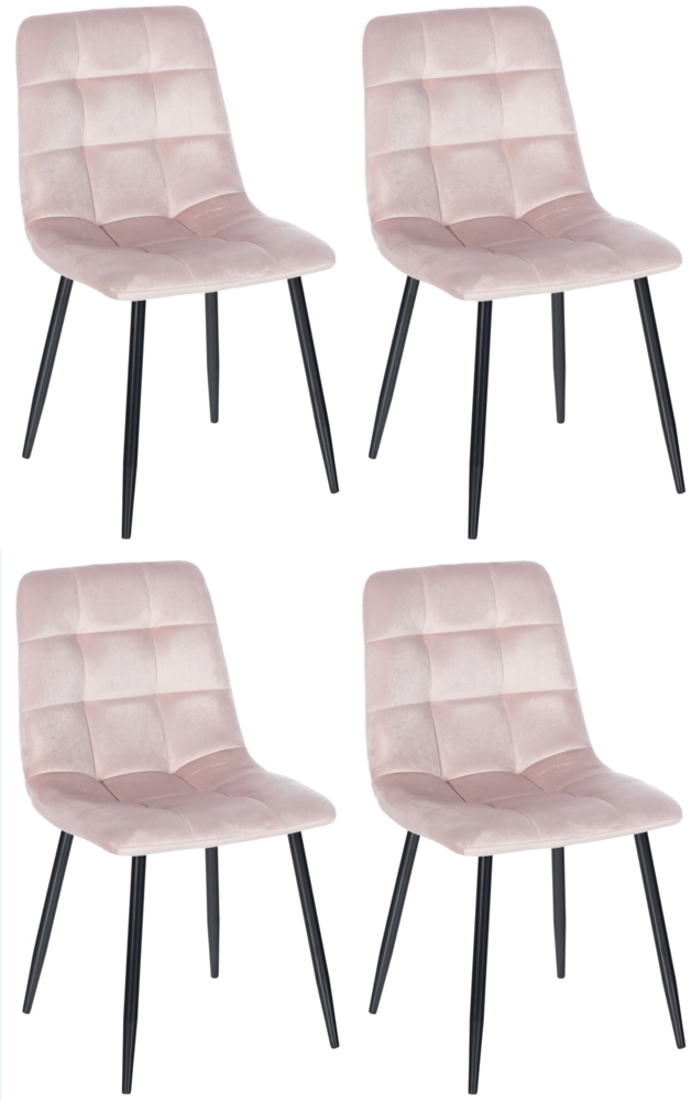 DELUKE® Esszimmerstühle 4er Set VOUL - Pink, Samt Gesteppter Polsterstuhl Küchenstuhl mit Bodenschonern Esszimmerstuhl Stuhl Esszimmer Küchenstühle Wohnzimmerstühle Bild 1