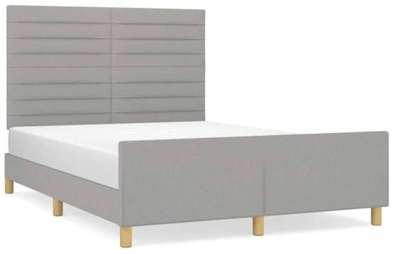 Doppelbett, Polsterbett mit Kopfteil Stoff  Hellgrau 140 x 190 cm Bild 1