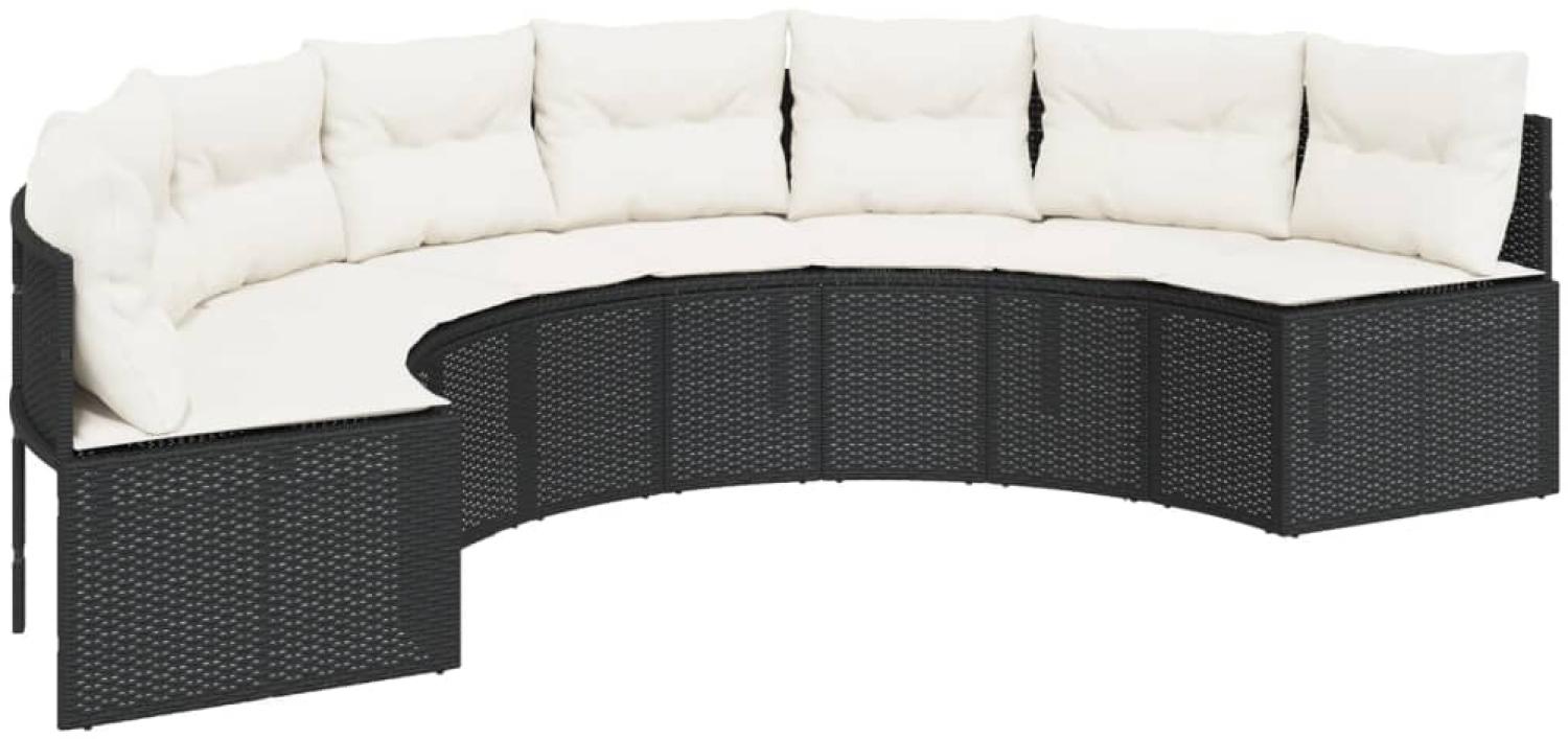 vidaXL Gartensofa mit Kissen Halbrund Schwarz Poly-Rattan 3318522 Bild 1