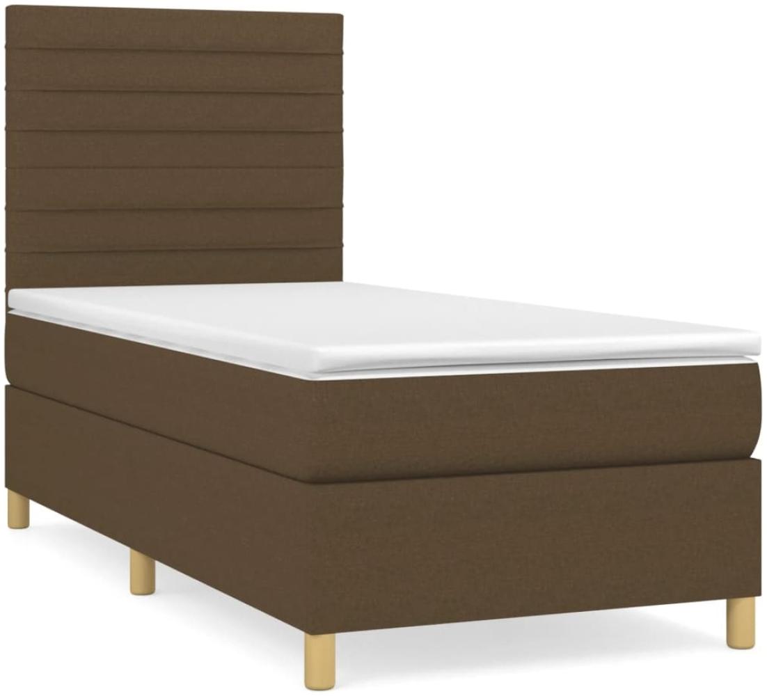 vidaXL Boxspringbett mit Matratze Dunkelbraun 100x200 cm Stoff 3142396 Bild 1