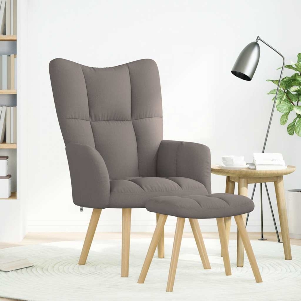 vidaXL Relaxsessel mit Hocker Taupe Stoff 4016784 Bild 1