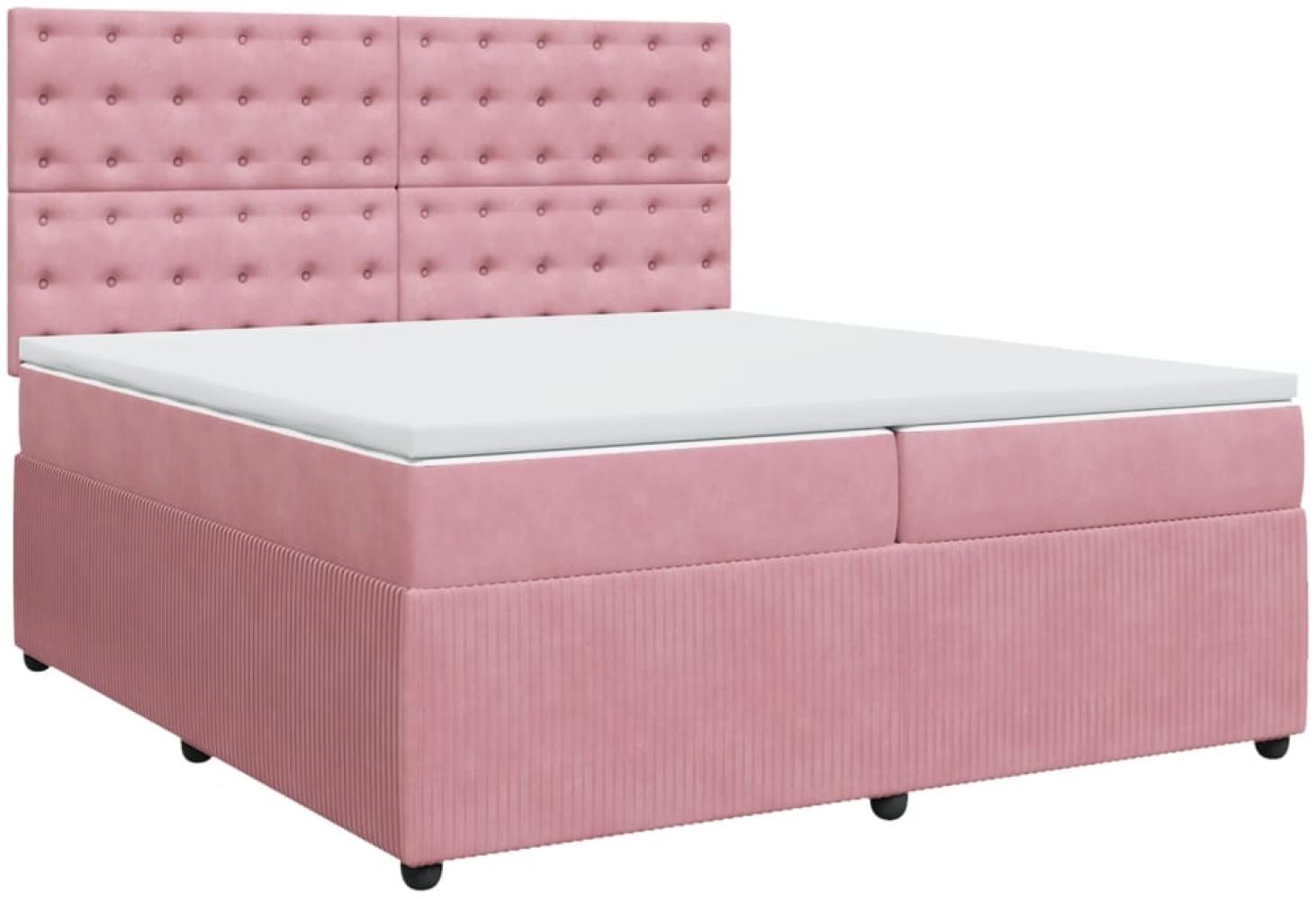 vidaXL Boxspringbett mit Matratze Rosa 200x200 cm Samt 3292447 Bild 1