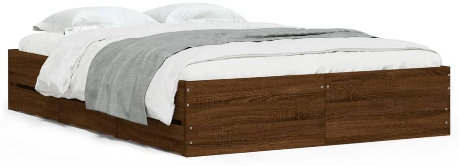 vidaXL Bettgestell mit Schubladen Braun Eichen-Optik 135x190 cm 3207314 Bild 1