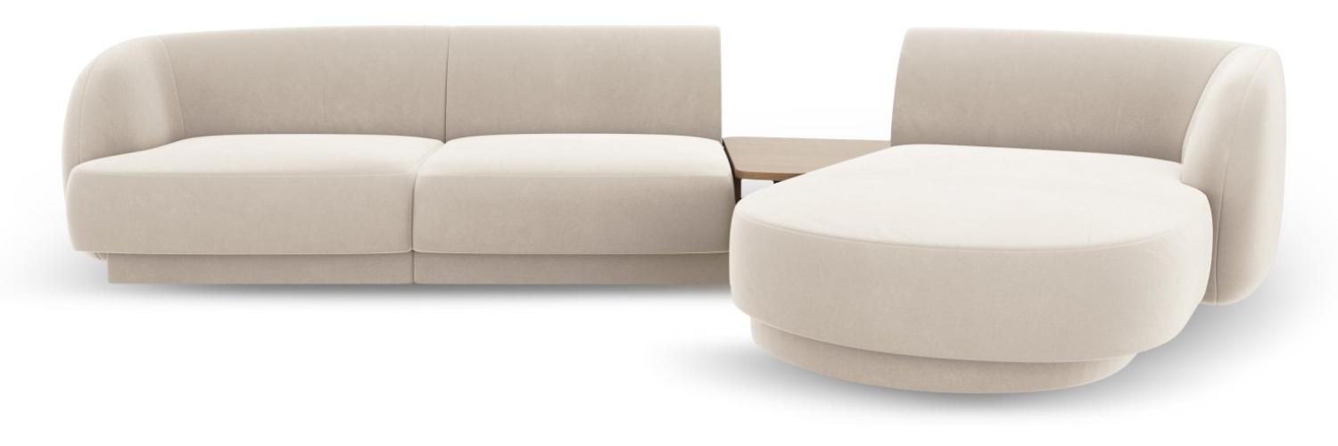 Micadoni Modulares Sofa Miley mit Recamiere 3-Sitzer Rechts Samtstoff Helles Beige Bild 1