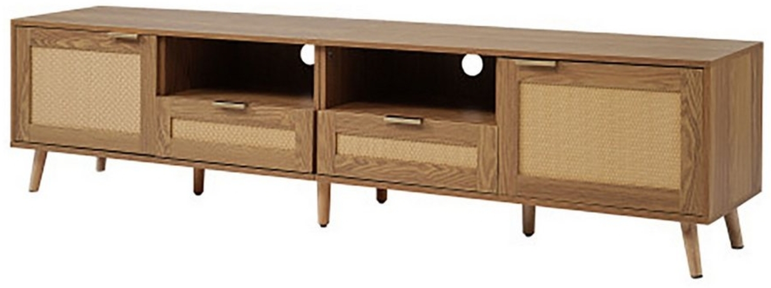Celya TV-Schrank TV-Konsolentisch mit echtem Rattandesign, massiven Holzfüßen Geflochtener Rattan-TV-Boards Bild 1