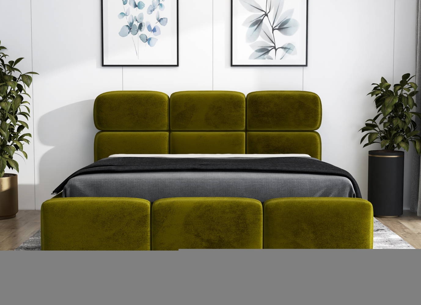 A&J MöbelLand 'Sonic' Polsterbett, Polyester, Olive, 180 x 200, mit Lattenrost, mit Bettkasten Bild 1